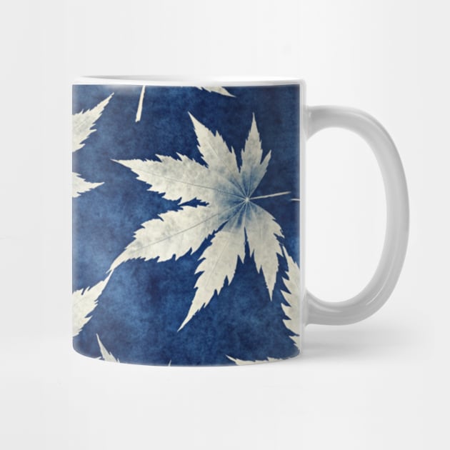 Maple Leaves pattern - indigo blue maple leaf pattern by craftydesigns